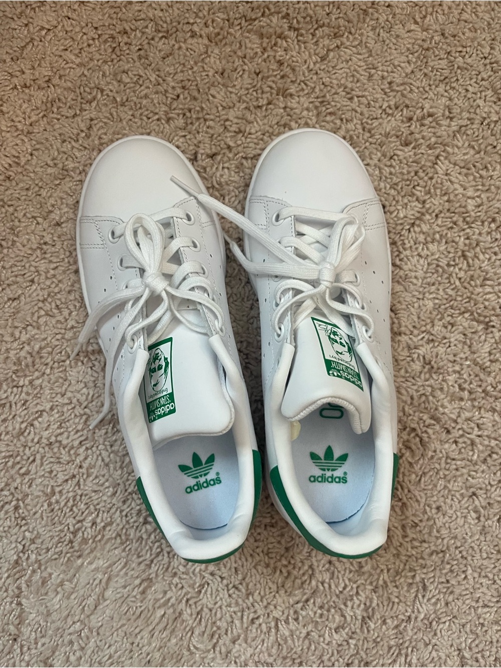 adidas White & Green Stan Smith Sneakers
